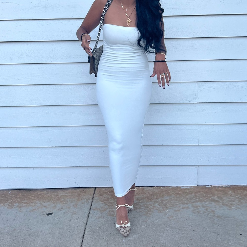 Naked Wardrobe white body con dress